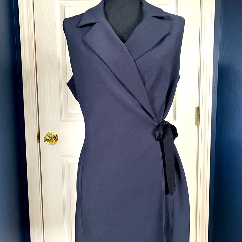Zara Basic Navy Wrap Tunic Large